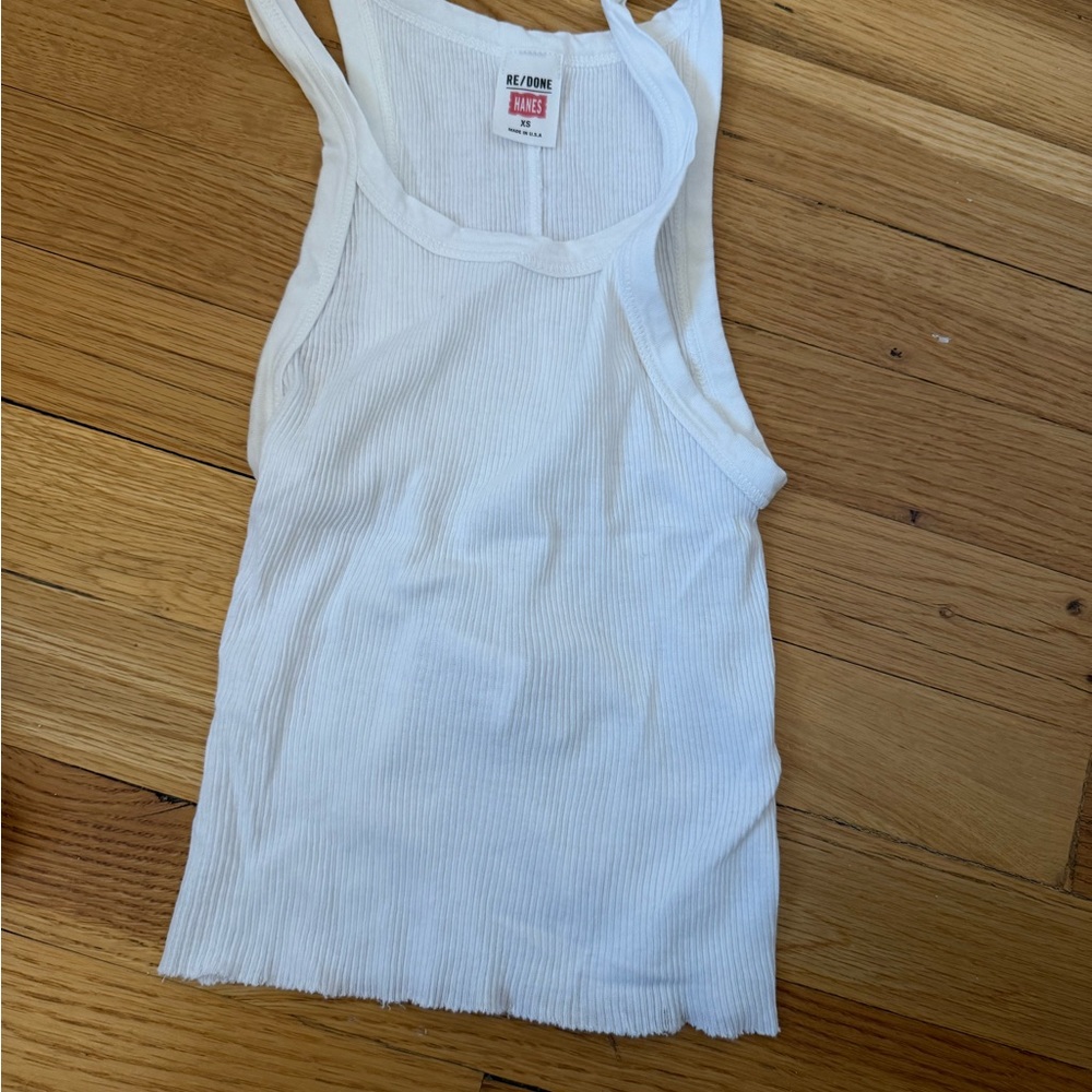 Redone / hands white Ribbed Tank Top